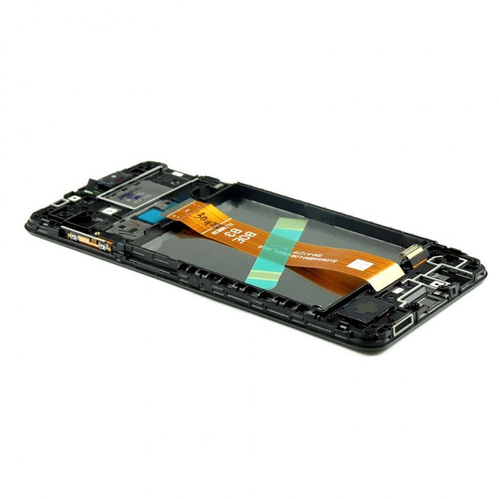 Display Complete With Housing For Samsung Galaxy A12 (A127F) Nacho Black Service Pack billede 2