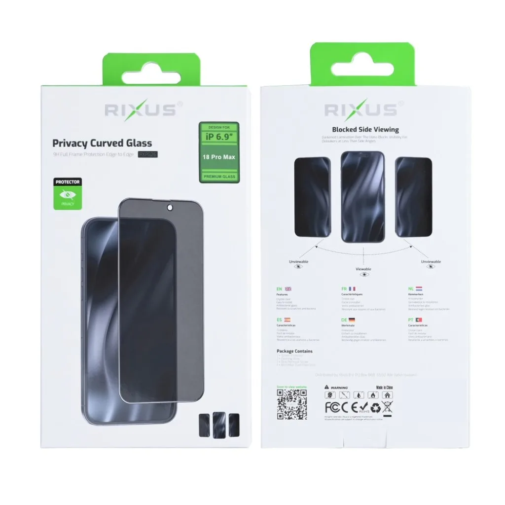 Rixus Privacy Full Curved Edge beskyttelsesglas til iPhone 18 Pro Max, billede 2