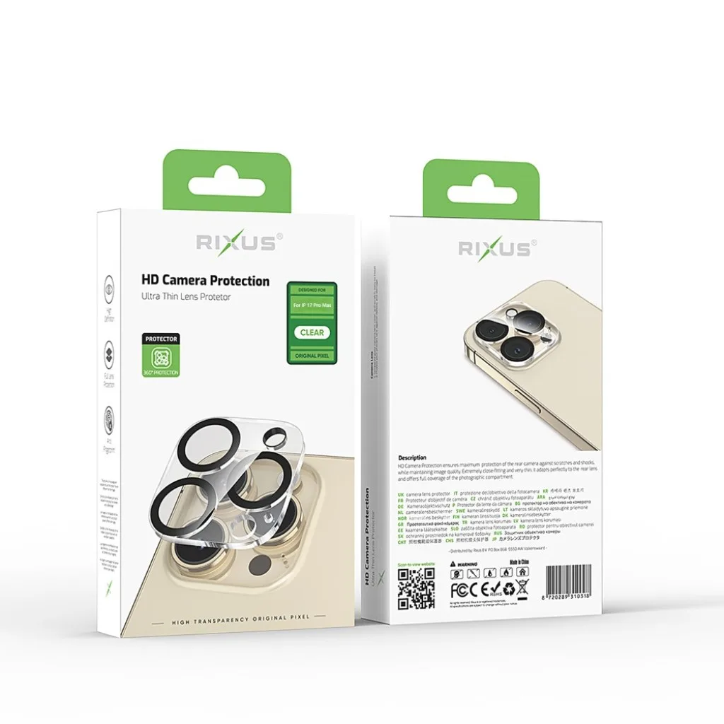 Rixus Clear HD Camera beskyttelsesglas til iPhone 17 Pro Max, billede 2