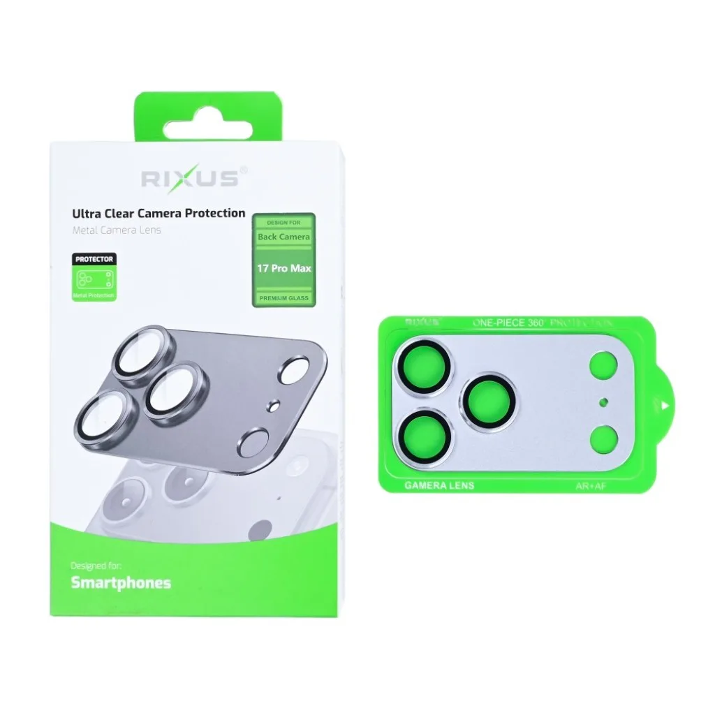 Rixus Ultra Clear Camera Protection beskyttelsesglas til iPhone 17 Pro Max, sølv, billede 2