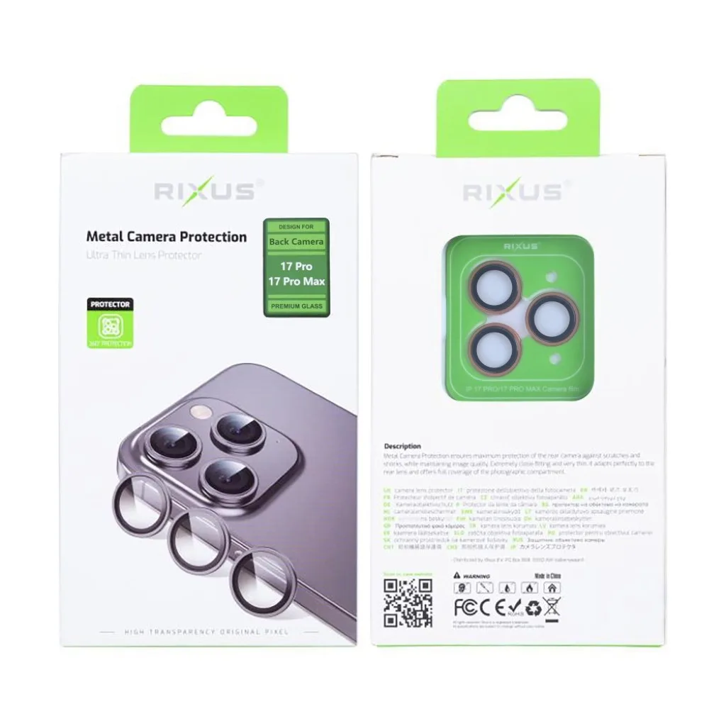 Rixus Metal Shield Camera beskyttelsesglas til iPhone 17 Pro, billede 2