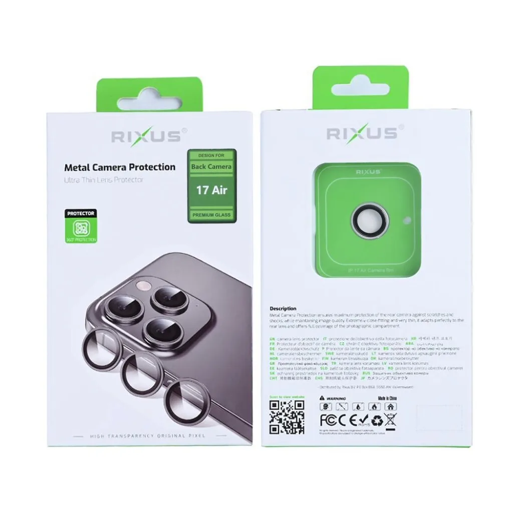 Rixus Metal Shield Camera beskyttelsesglas til iPhone 17 Air, billede 2