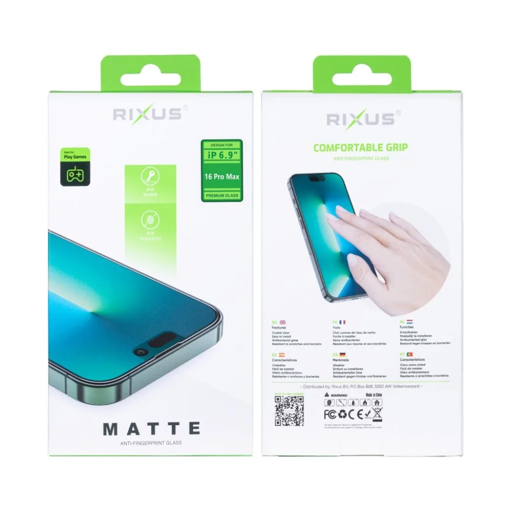 Rixus Matte beskyttelsesglas til iPhone 16 Pro Max, billede 2