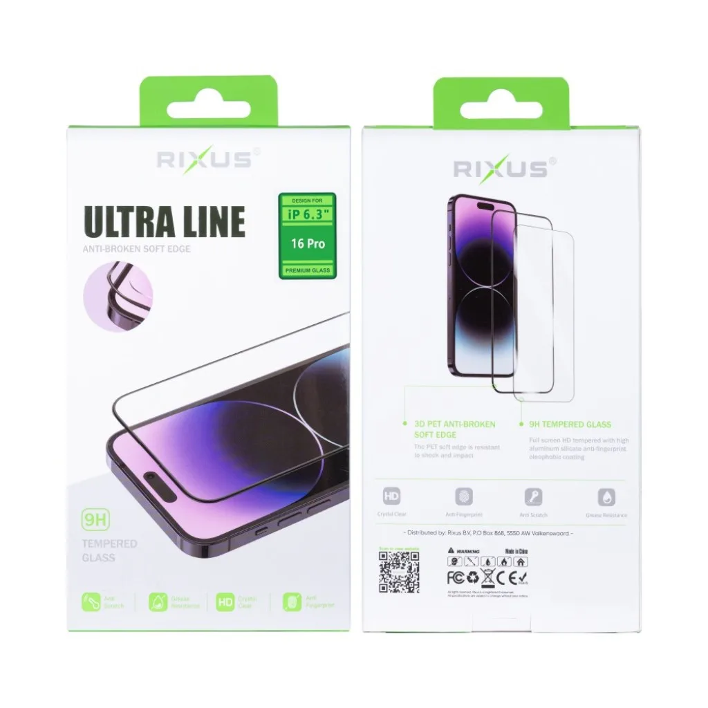 Rixus Clear HD Ultra Line beskyttelsesglas til iPhone 16 Pro, billede 2