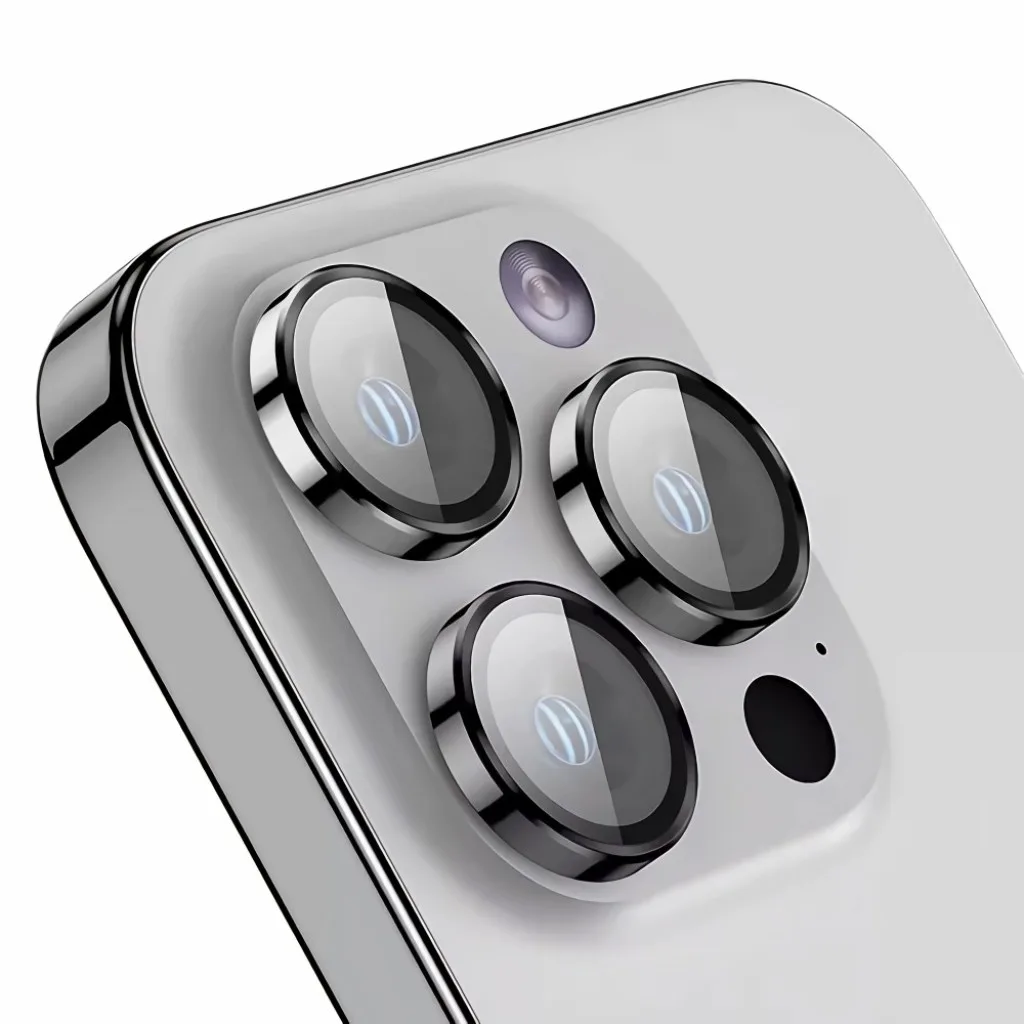 Rixus Metal Shield Camera beskyttelsesglas til iPhone 15 Pro og 15 Pro Max, sort, billede 4