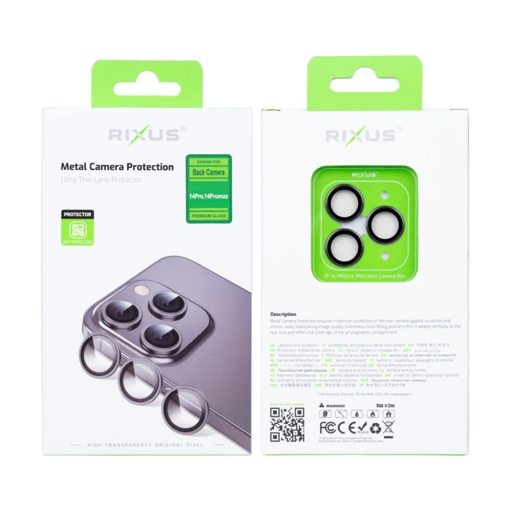 Rixus Metal Shield Camera beskyttelsesglas til iPhone 14 Pro og 14 Pro Max, billede 2