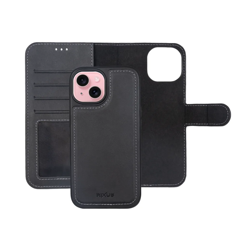 Rixus Duo pungcover med aftageligt cover til iPhone 15 Plus, sort, billede 4