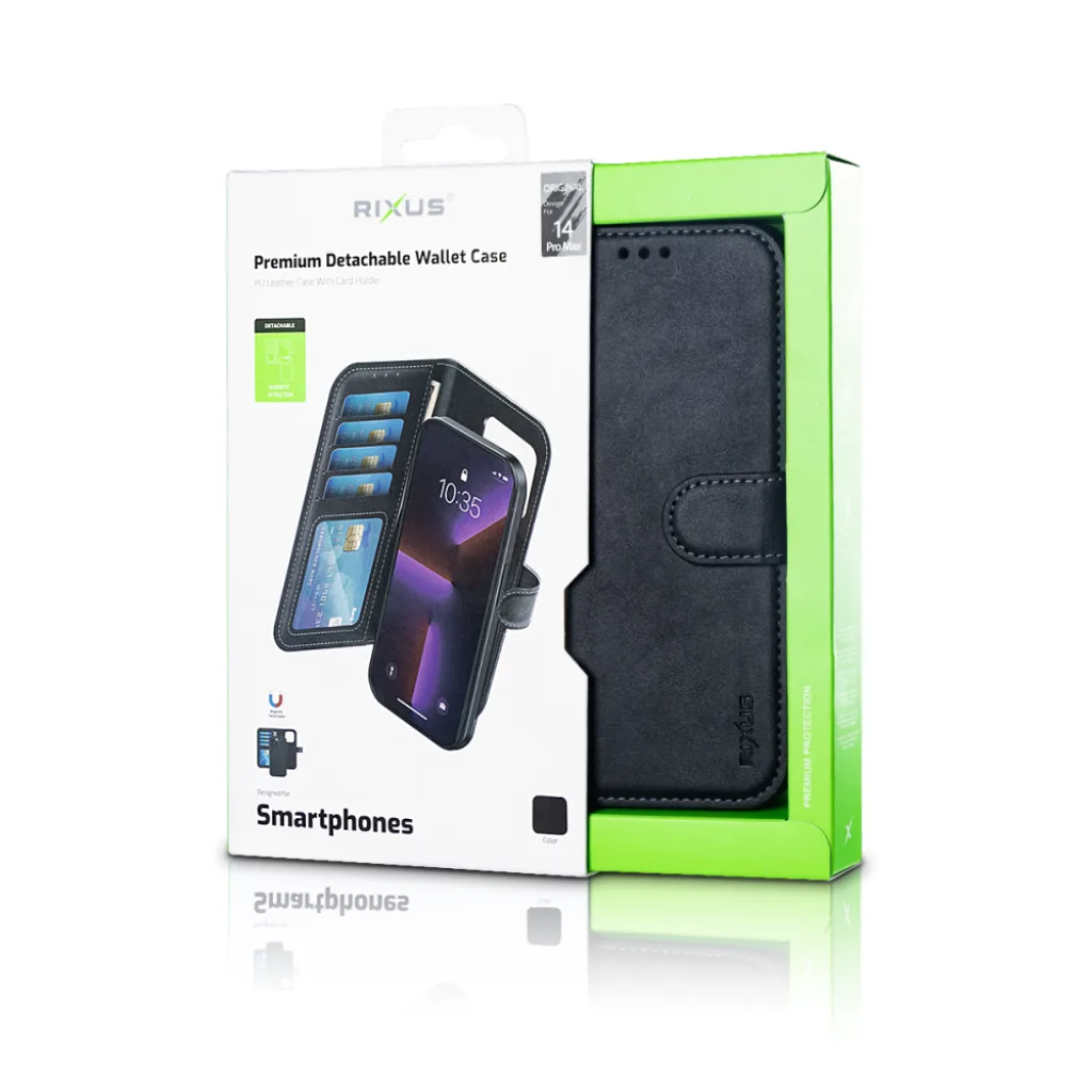 Rixus Duo pungcover med aftageligt cover til iPhone 14 Pro Max, sort, billede 6
