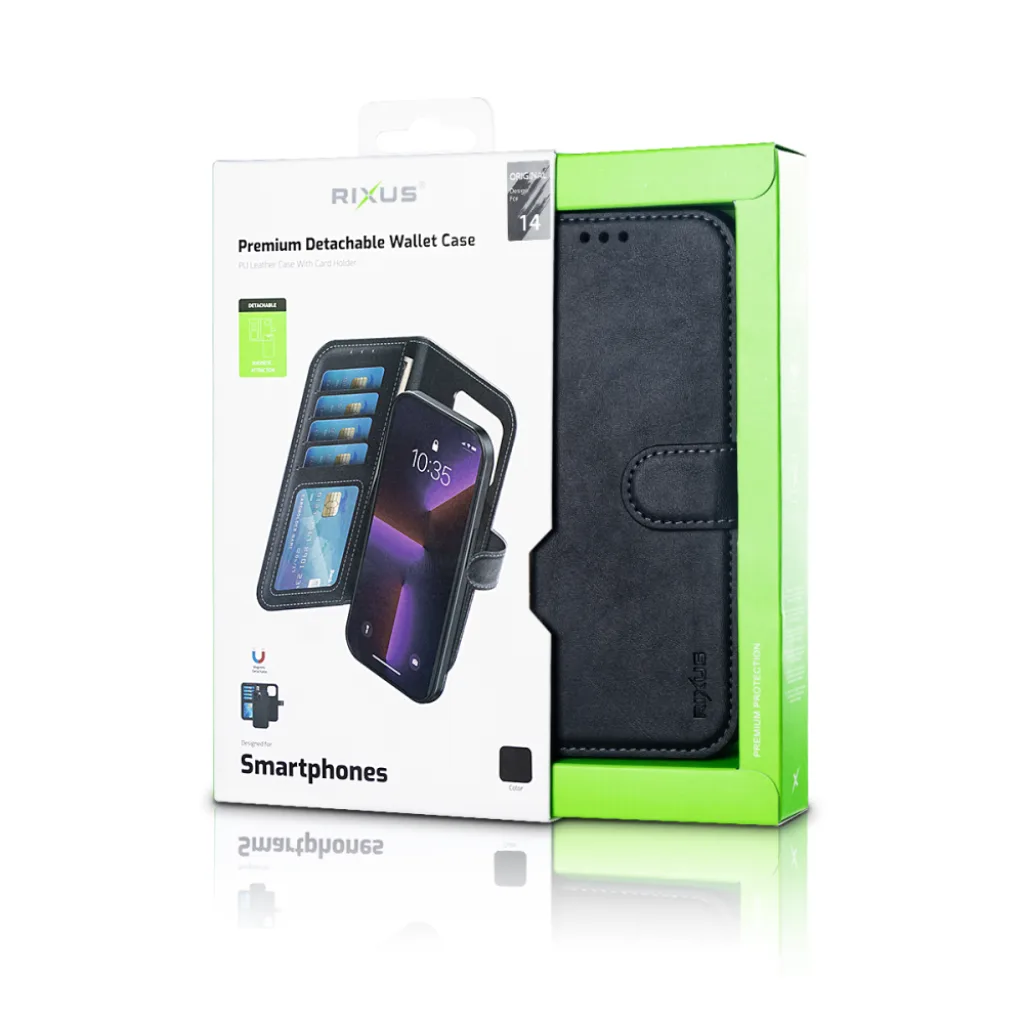 Rixus Duo pungcover med aftageligt cover til iPhone 14, sort, billede 6