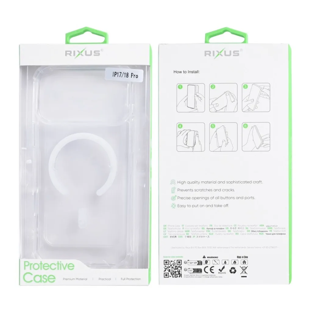 Rixus Anti-Burst cover med MagSafe til iPhone 17 Pro og 18 Pro, gennemsigtig, billede 6