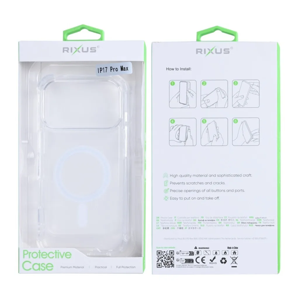 Rixus Anti-Burst cover med MagSafe til iPhone 17 Pro Max, gennemsigtig, billede 6