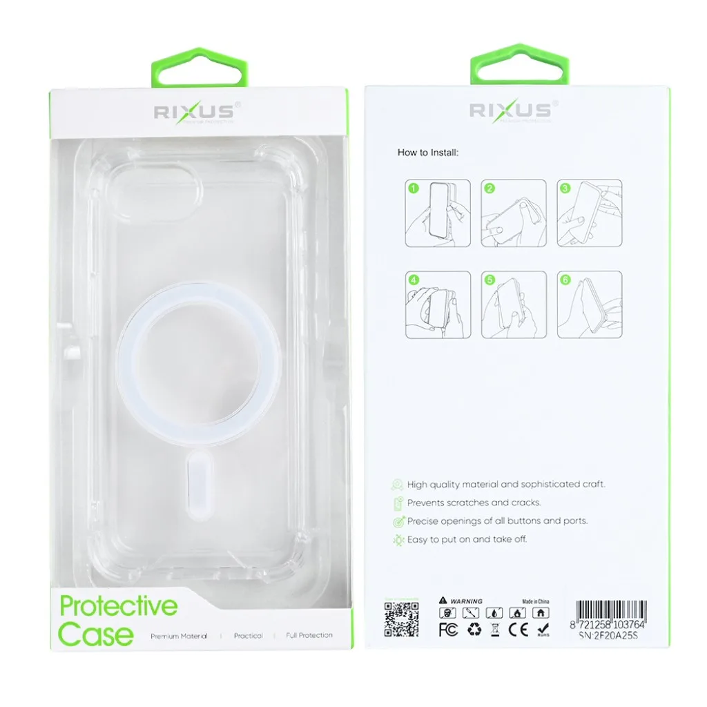 Rixus Anti-Burst cover med MagSafe til iPhone 16e og 17e, gennemsigtig, billede 6