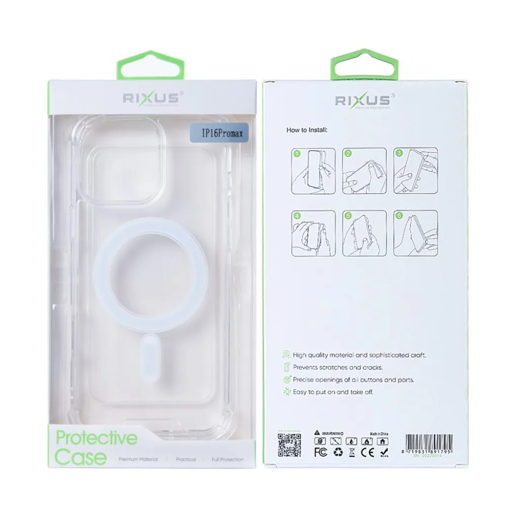 Rixus Anti-Burst cover med MagSafe til iPhone 16 Pro Max, gennemsigtig, billede 6