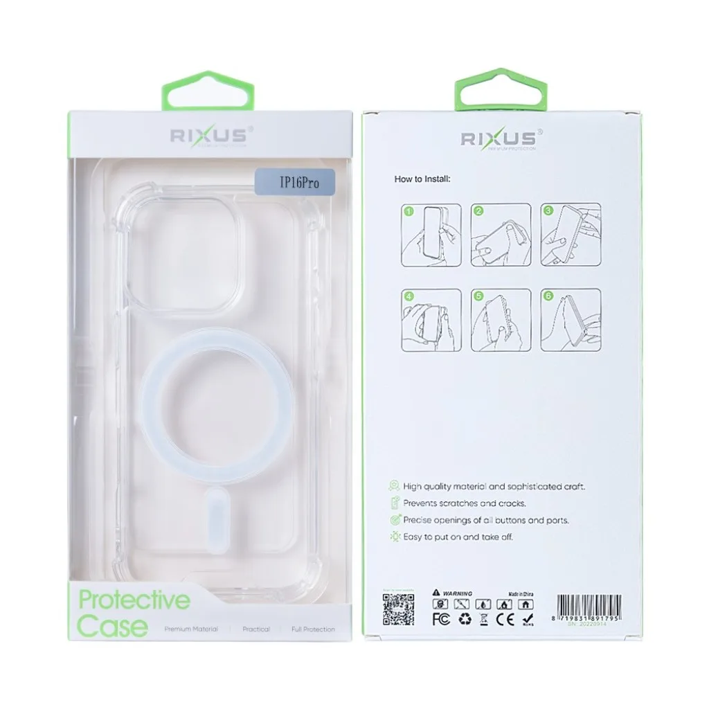 Rixus Anti-Burst cover med MagSafe til iPhone 16 Pro, gennemsigtig, billede 6