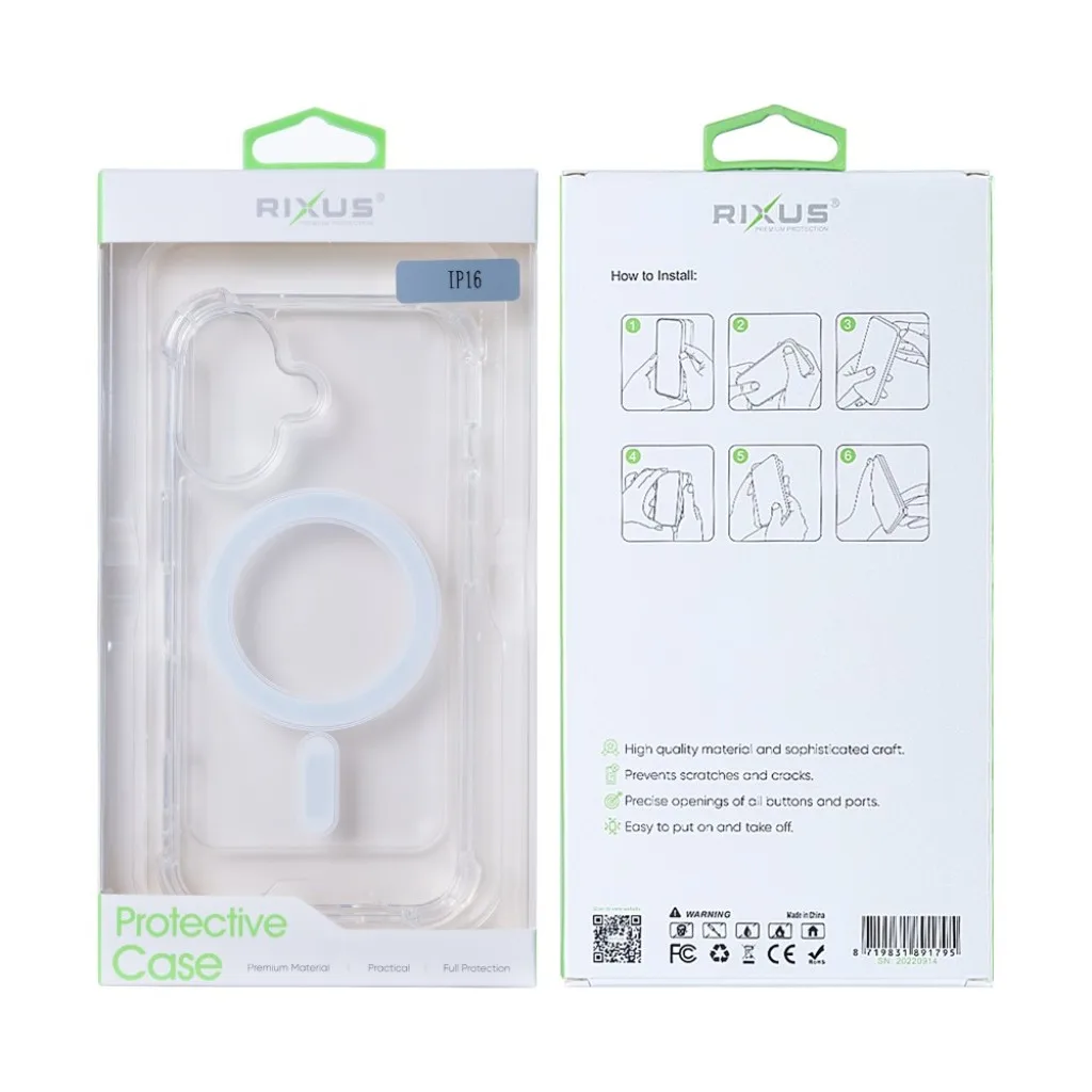 Rixus Anti-Burst cover med MagSafe til iPhone 16, gennemsigtig, billede 6