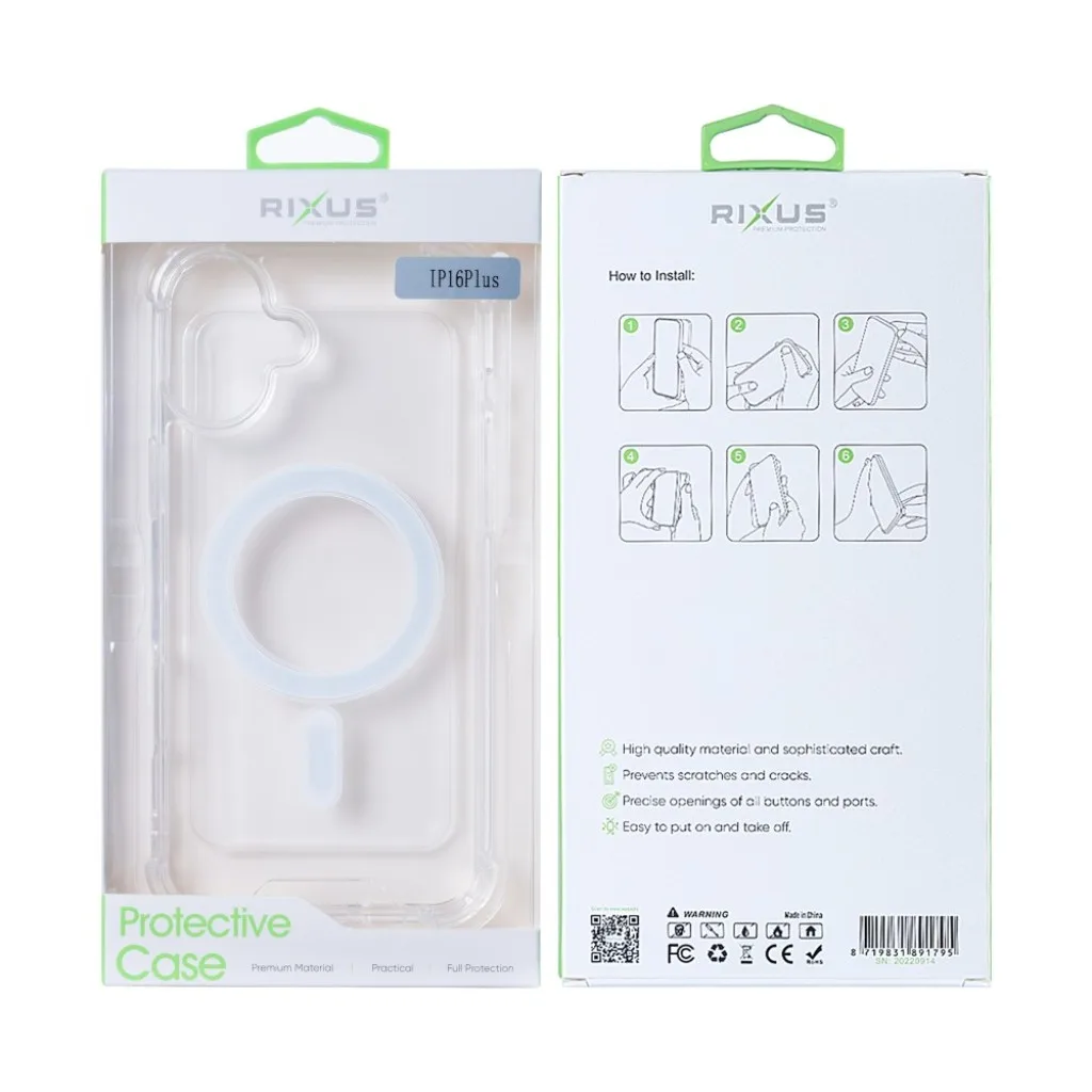 Rixus Anti-Burst cover med MagSafe til iPhone 16 Plus, gennemsigtig, billede 6