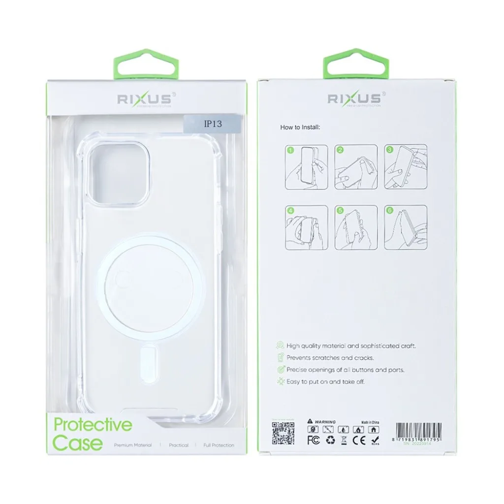Rixus Anti-Burst cover med MagSafe til iPhone 13, gennemsigtig, billede 4