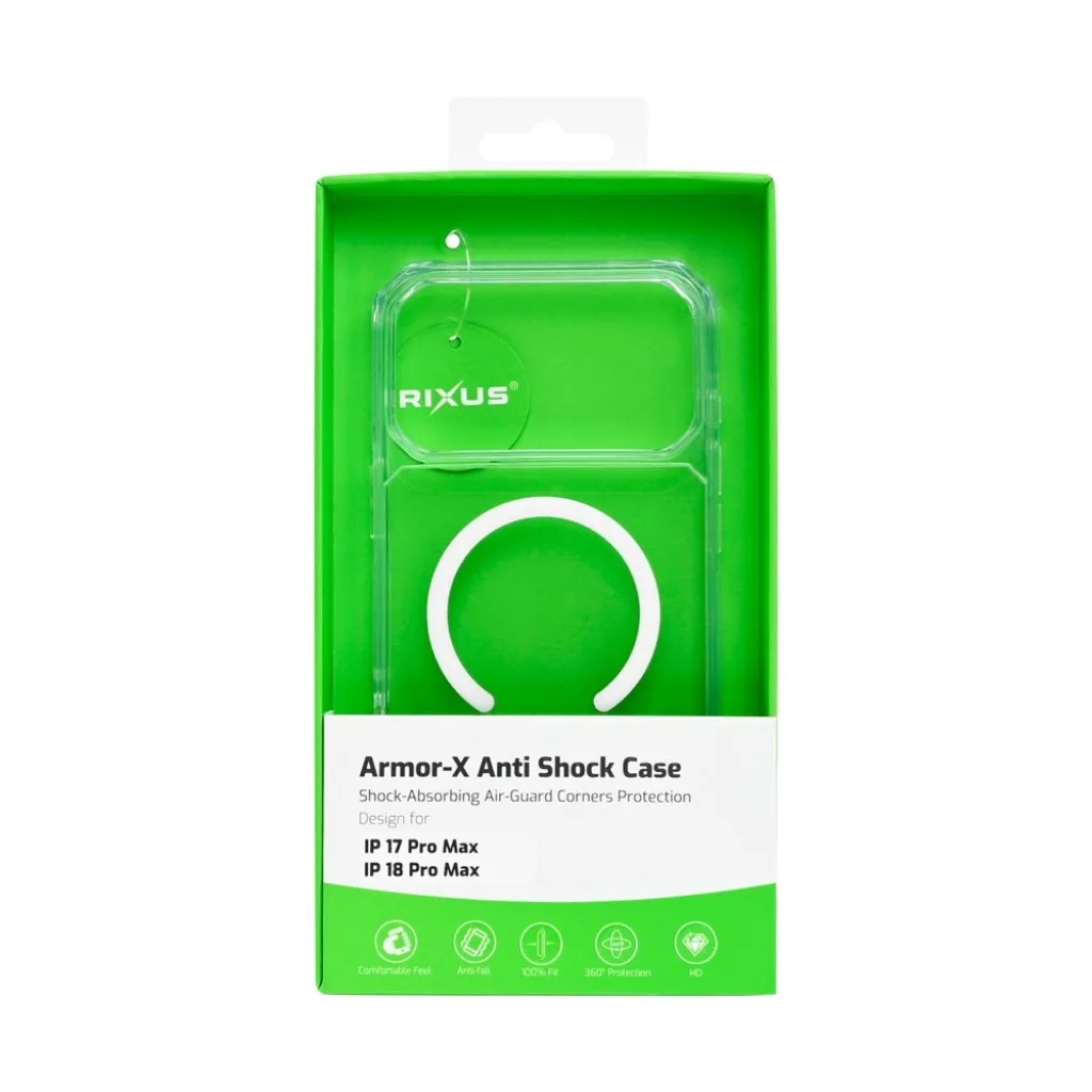 Rixus Armor-X Anti Shock cover med MagSafe til iPhone 17 Pro Max og 18 Pro Max, gennemsigtig, billede 4