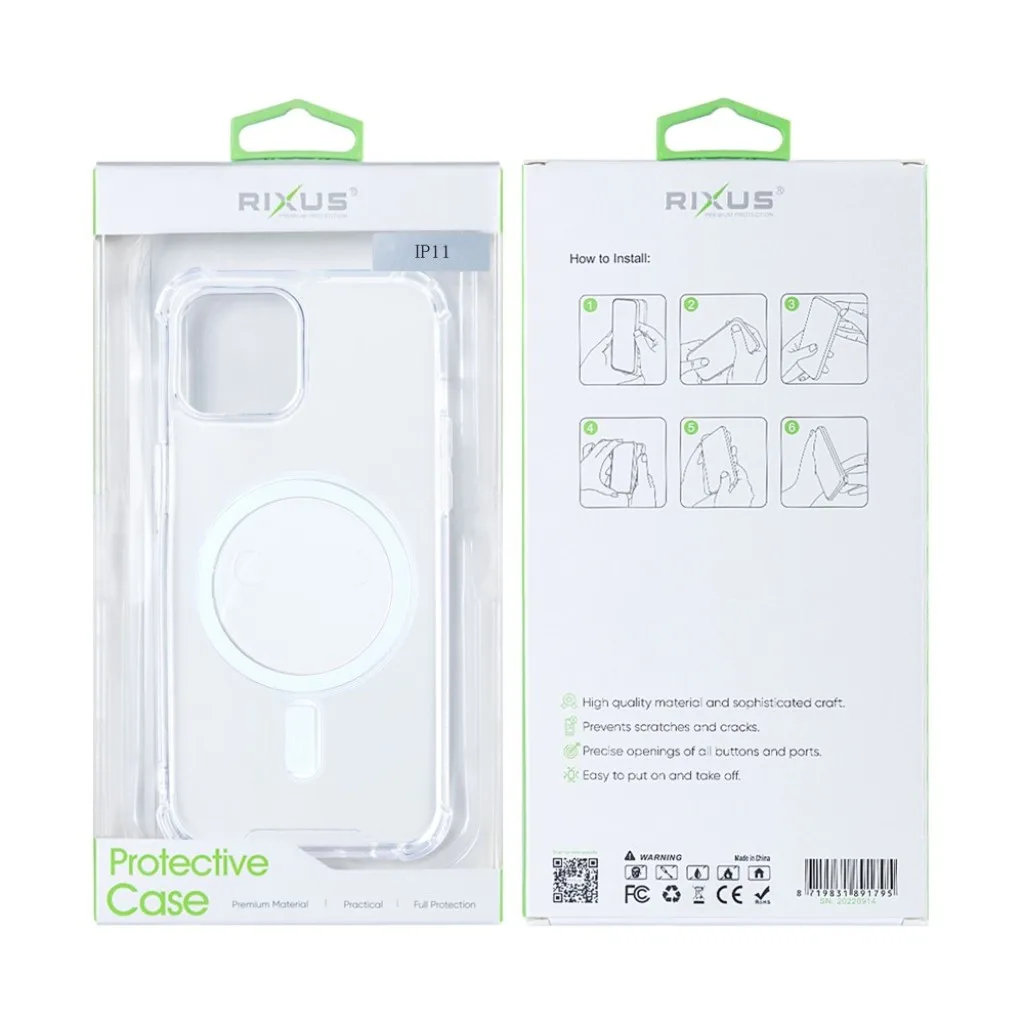 Rixus Anti-Burst cover med MagSafe til iPhone 11, gennemsigtig, billede 4