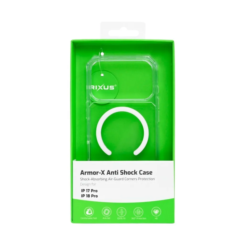 Rixus Armor-X Anti Shock cover med MagSafe til iPhone 17 Pro og 18 Pro, gennemsigtig, billede 4