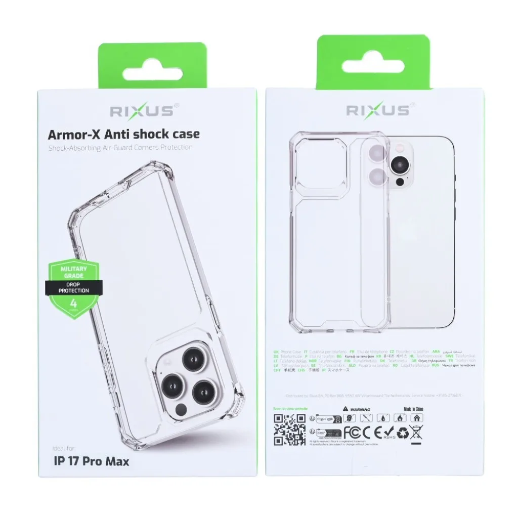 Rixus Armor-X Anti Shock cover med MagSafe til iPhone 17 Pro Max, gennemsigtig, billede 6