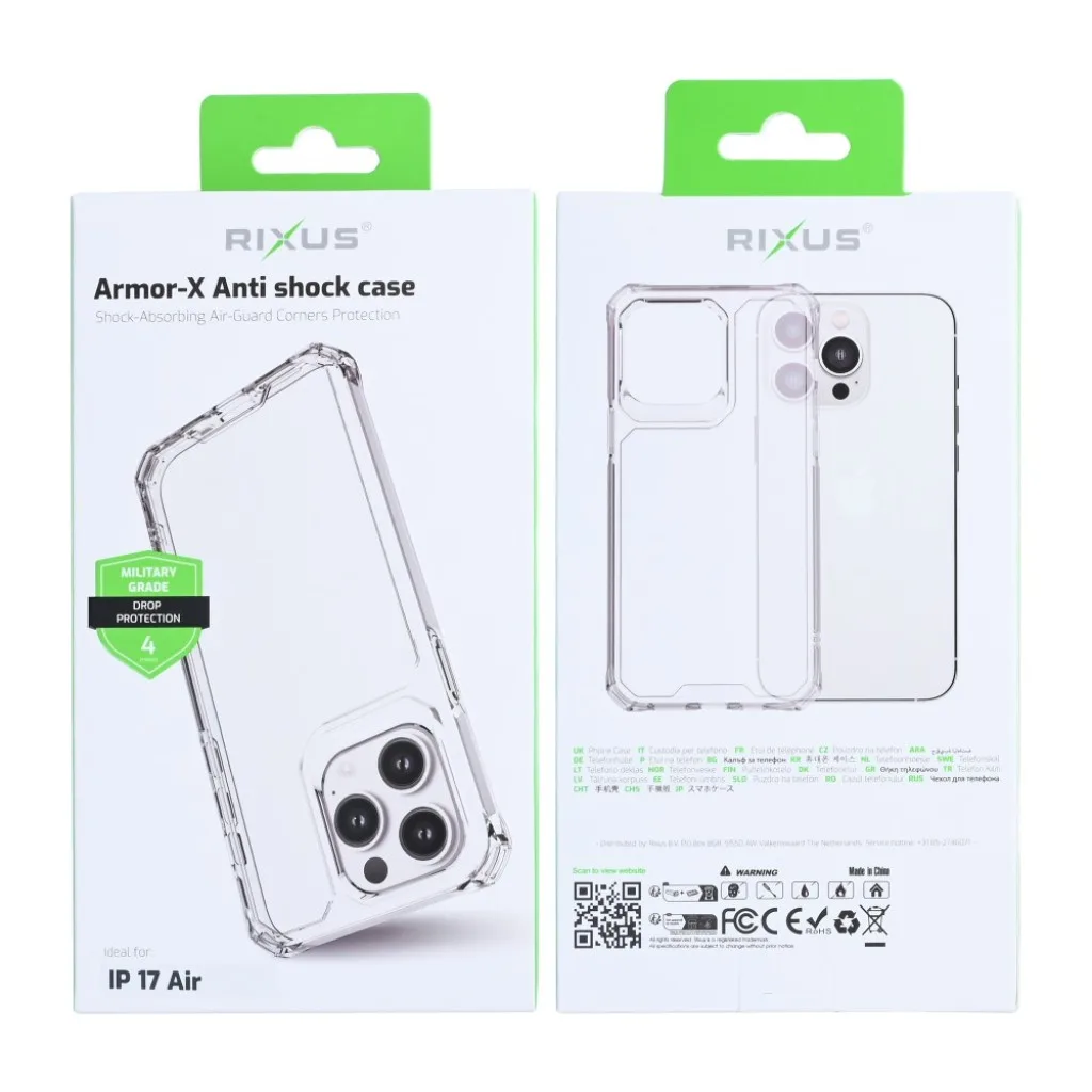Rixus Armor-X Anti Shock cover med MagSafe til iPhone 17 Air, gennemsigtig, billede 6