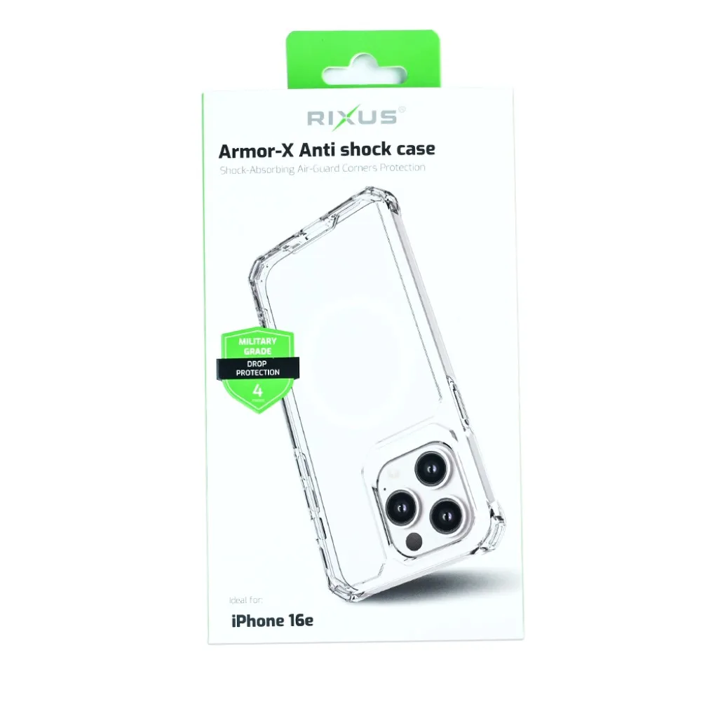 Rixus Armor-X Anti Shock cover med MagSafe til iPhone 16e og 17e, gennemsigtig, billede 4