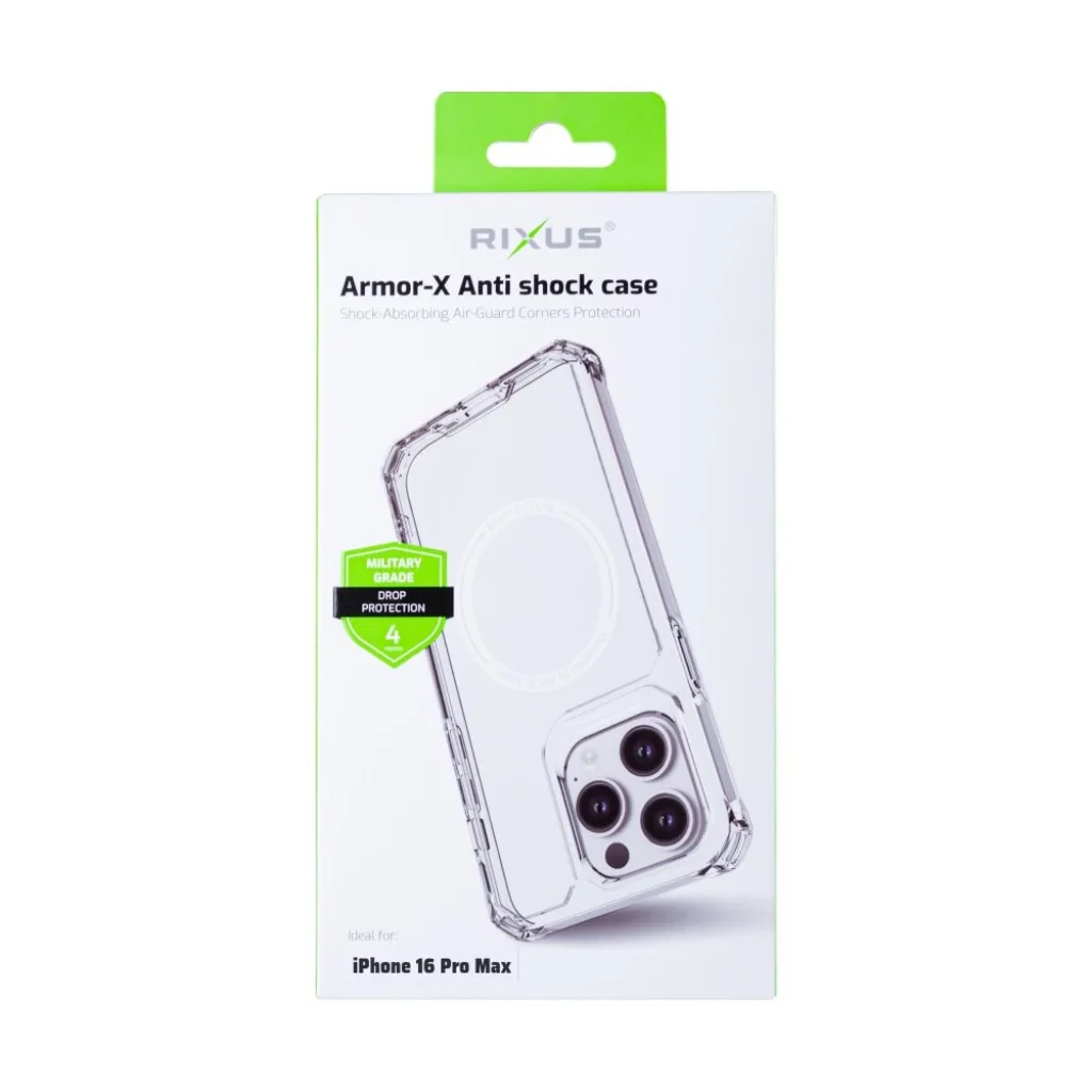 Rixus Armor-X Anti Shock cover med MagSafe til iPhone 16 Pro Max, gennemsigtig, billede 4