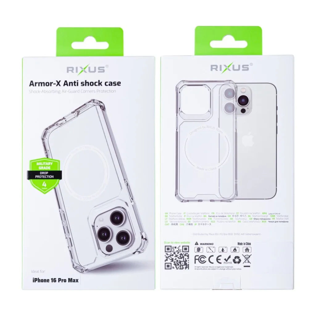 Rixus Armor-X Anti Shock cover med MagSafe til iPhone 16 Pro Max, gennemsigtig, billede 6