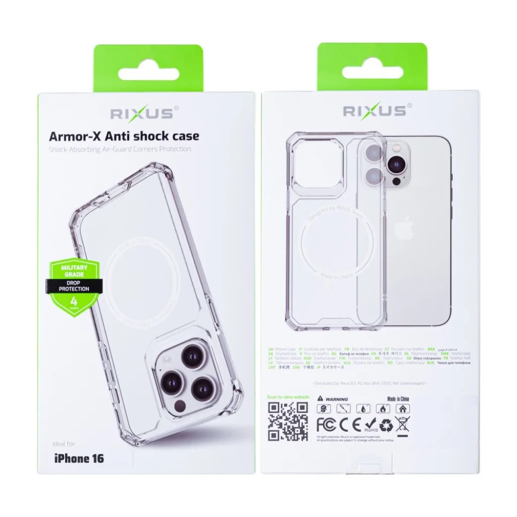 Rixus Armor-X Anti Shock cover med MagSafe til iPhone 16, gennemsigtig, billede 6