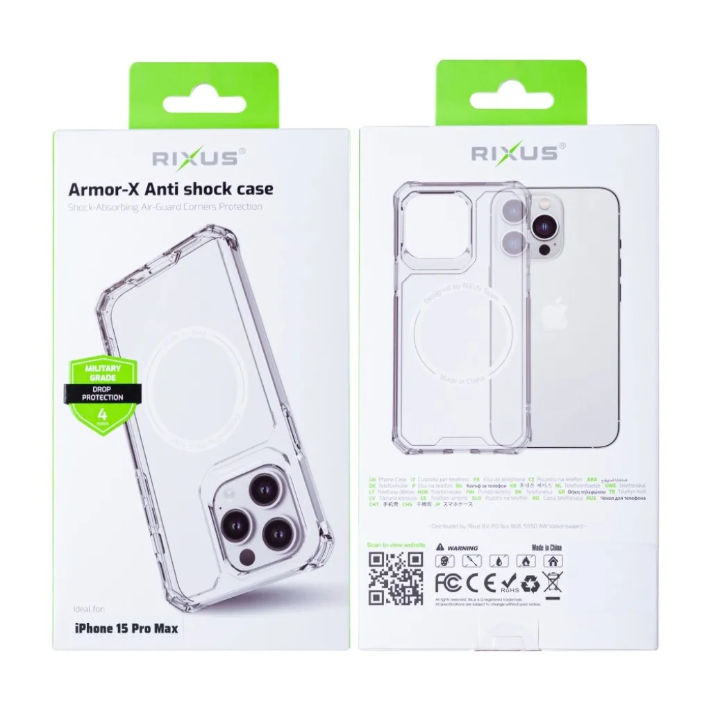 Rixus Armor-X Anti Shock cover med MagSafe til iPhone 15 Pro Max, gennemsigtig, billede 6
