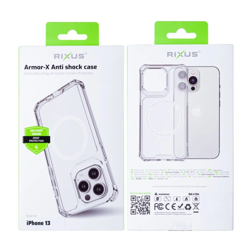 Rixus Armor-X Anti Shock cover med MagSafe til iPhone 13, gennemsigtig, billede 4