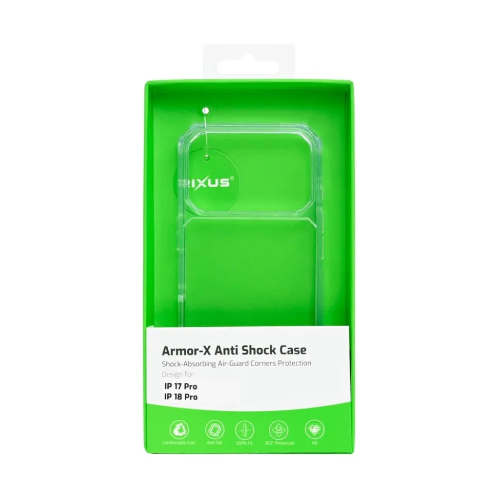 Rixus Armor-X Anti Shock cover til iPhone 17 Pro og 18 Pro, gennemsigtig, billede 4