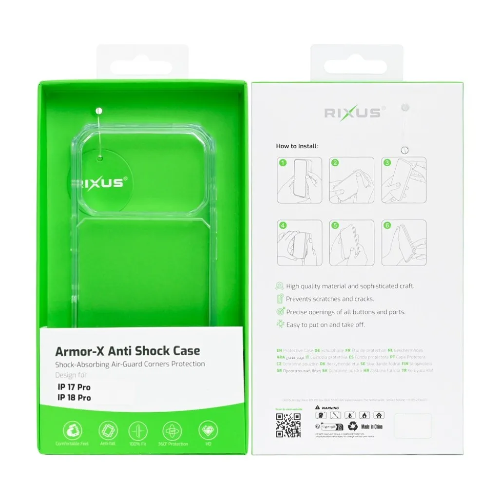Rixus Armor-X Anti Shock cover til iPhone 17 Pro og 18 Pro, gennemsigtig, billede 6