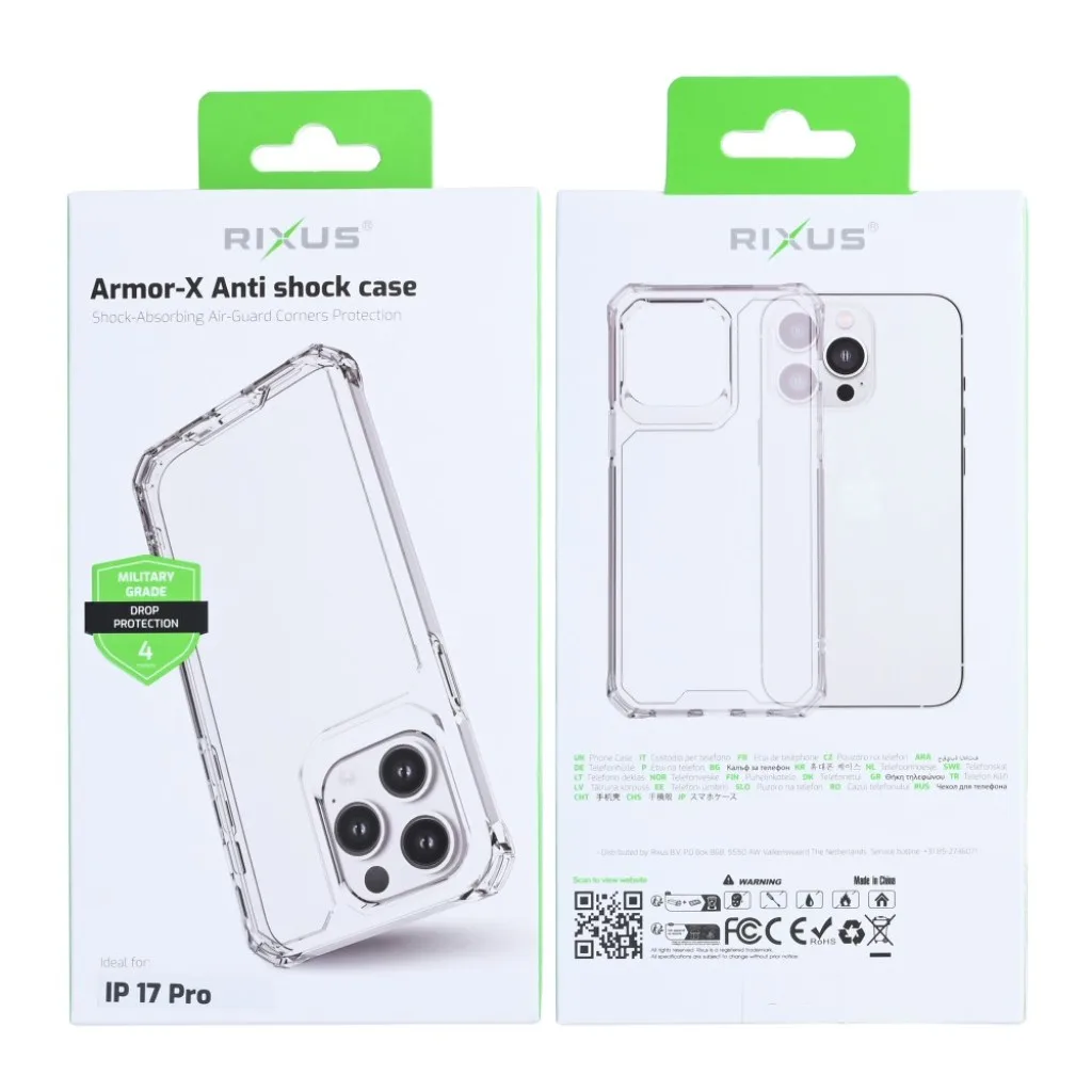 Rixus Armor-X Anti Shock cover til iPhone 17 Pro, gennemsigtig, billede 6