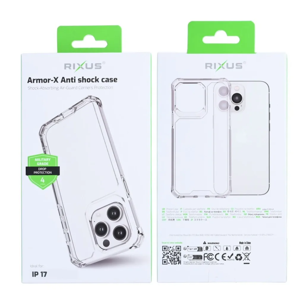 Rixus Armor-X Anti Shock cover til iPhone 17, gennemsigtig, billede 6