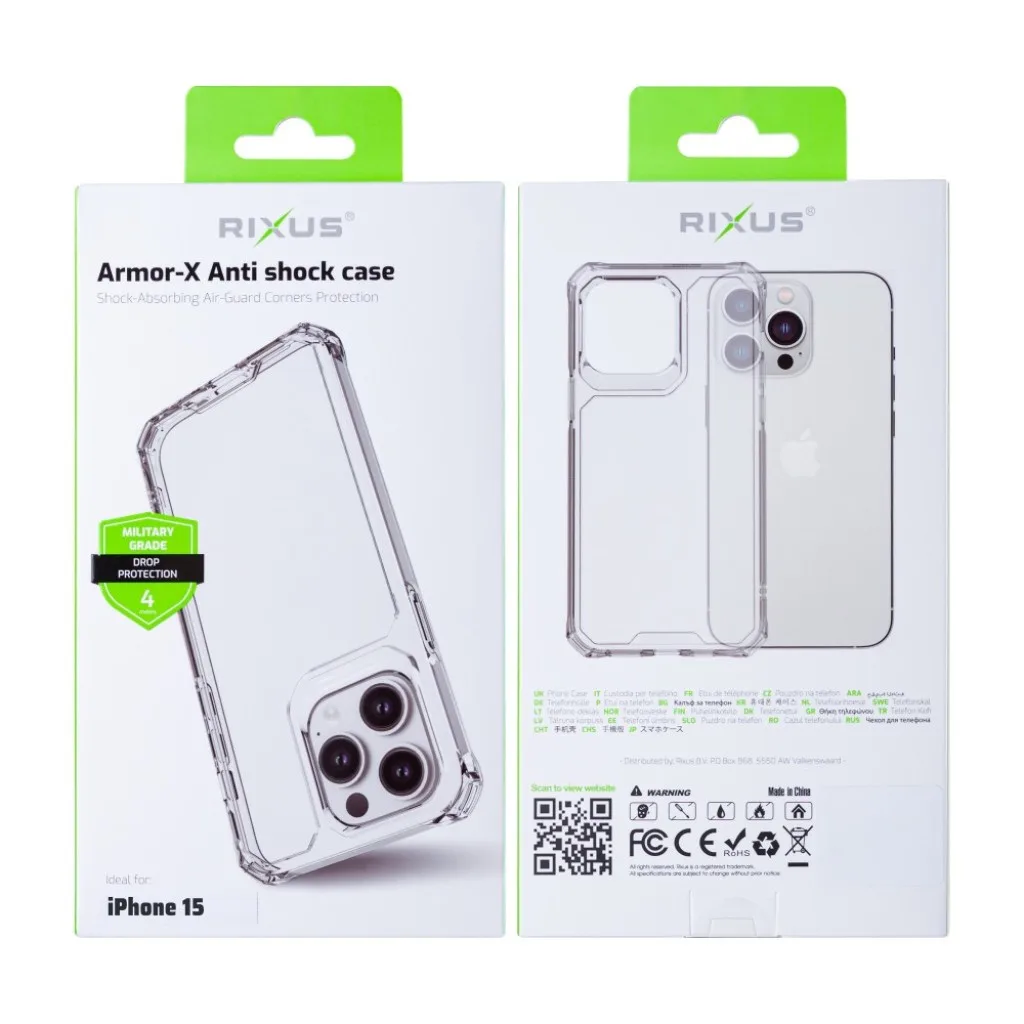 Rixus Armor-X Anti Shock cover til iPhone 15, gennemsigtig, billede 6