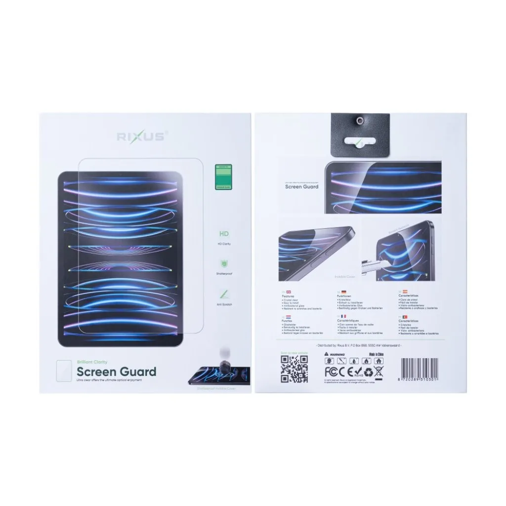 Rixus Screen Guard beskyttelsesglas til iPad Air 4 og 5 og iPad Pro 11" (2018–2021), billede 2
