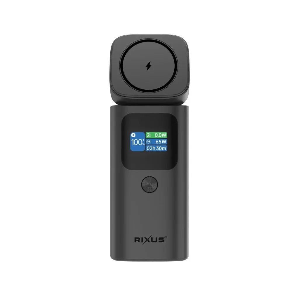 Rixus Magnetic Powerbank With TFT Screen 15000mAh 100W, grå, billede 2