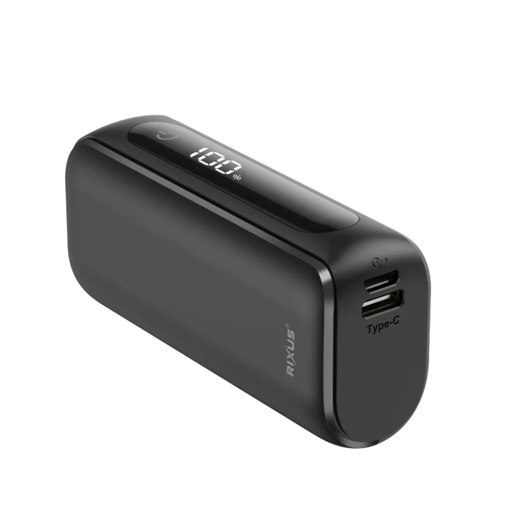 Rixus Compact Powerbank Digital Display 5000mAh, sort, billede 2
