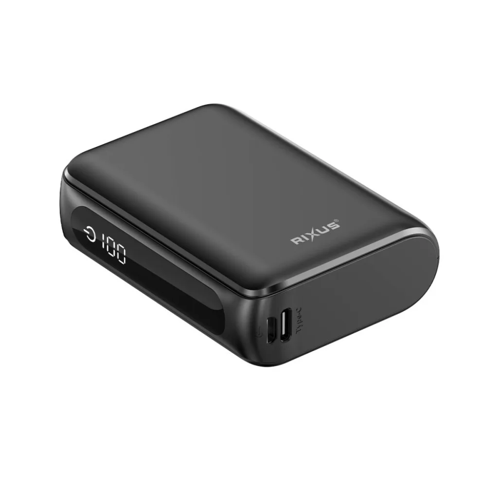 Rixus Compact Powerbank Digital Display 10000mAh, sort, billede 2