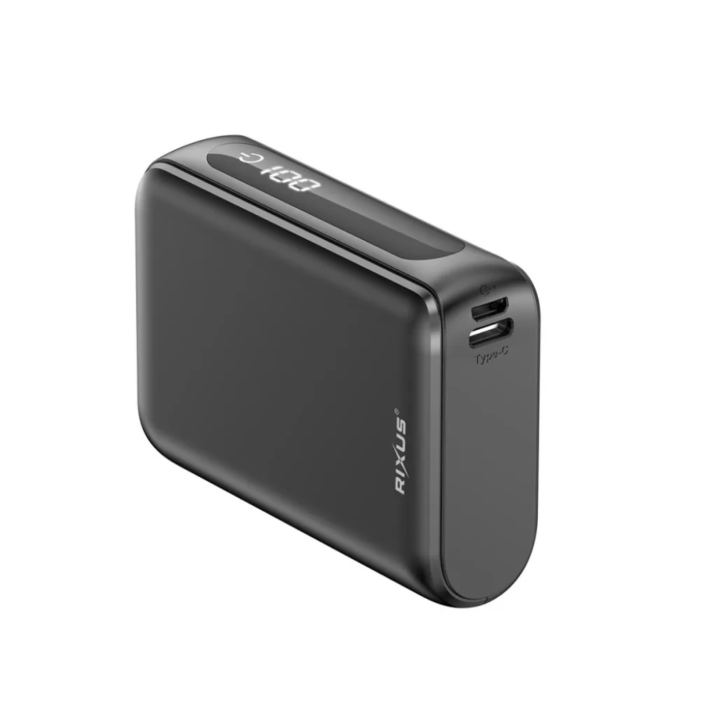 Rixus Compact Powerbank Digital Display 10000mAh, sort, billede 3