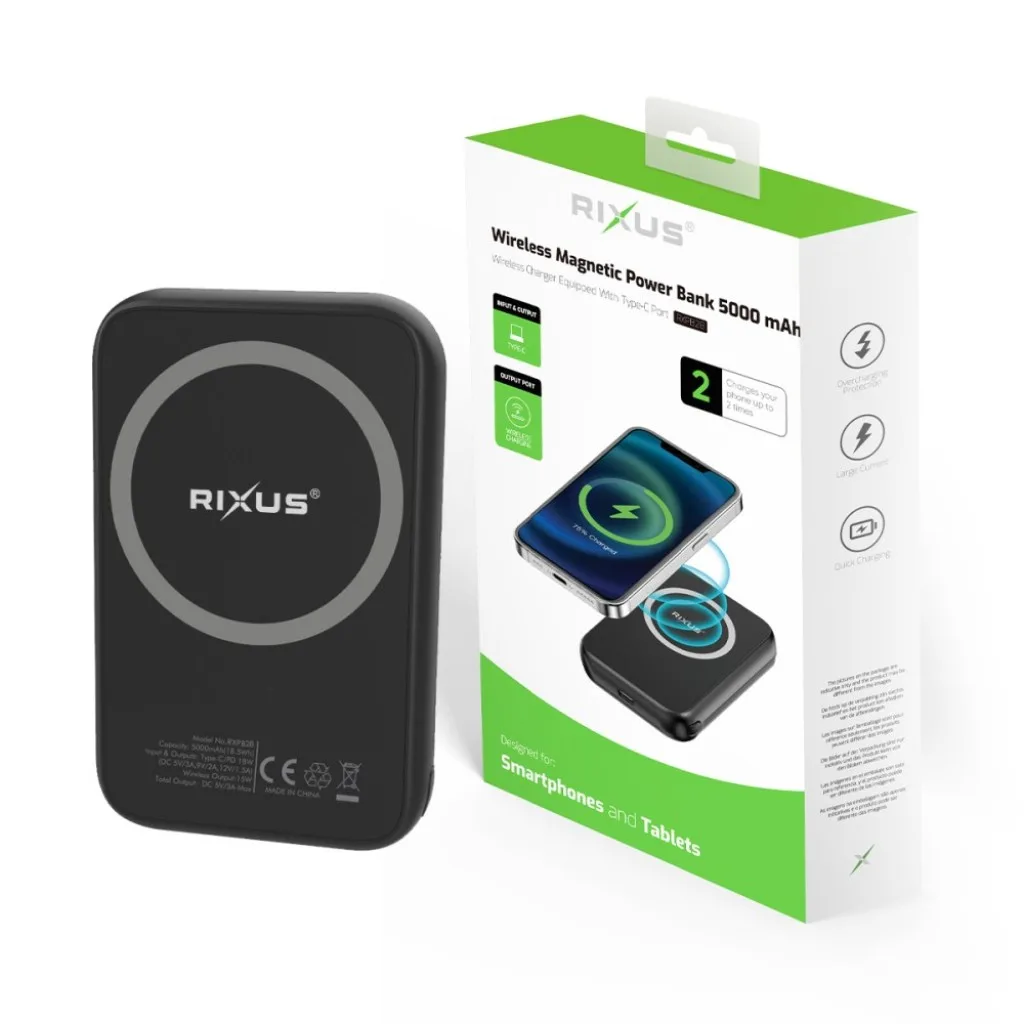 Rixus High Capacity Powerbank 5000mAh, sort, billede 5