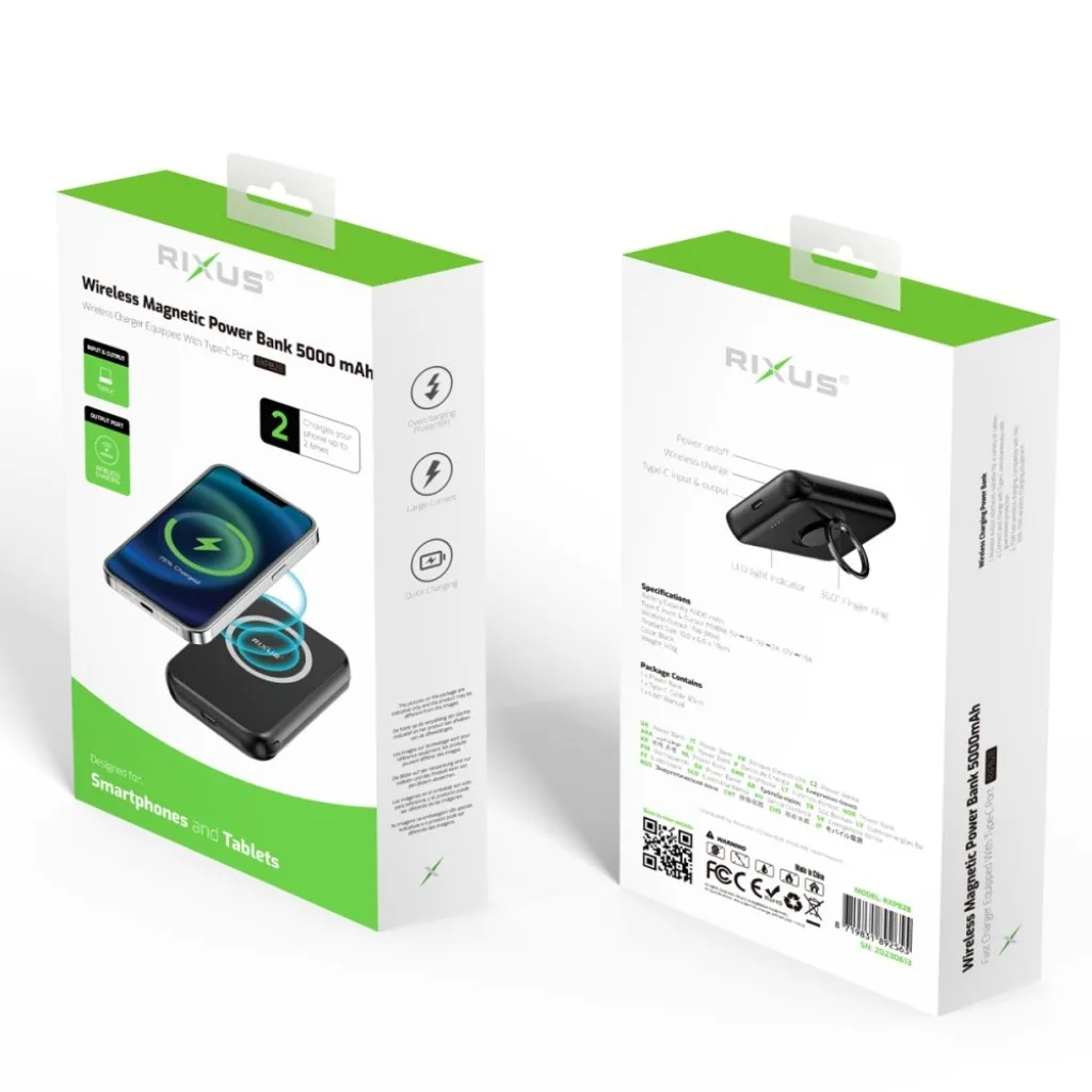 Rixus High Capacity Powerbank 5000mAh, sort, billede 6