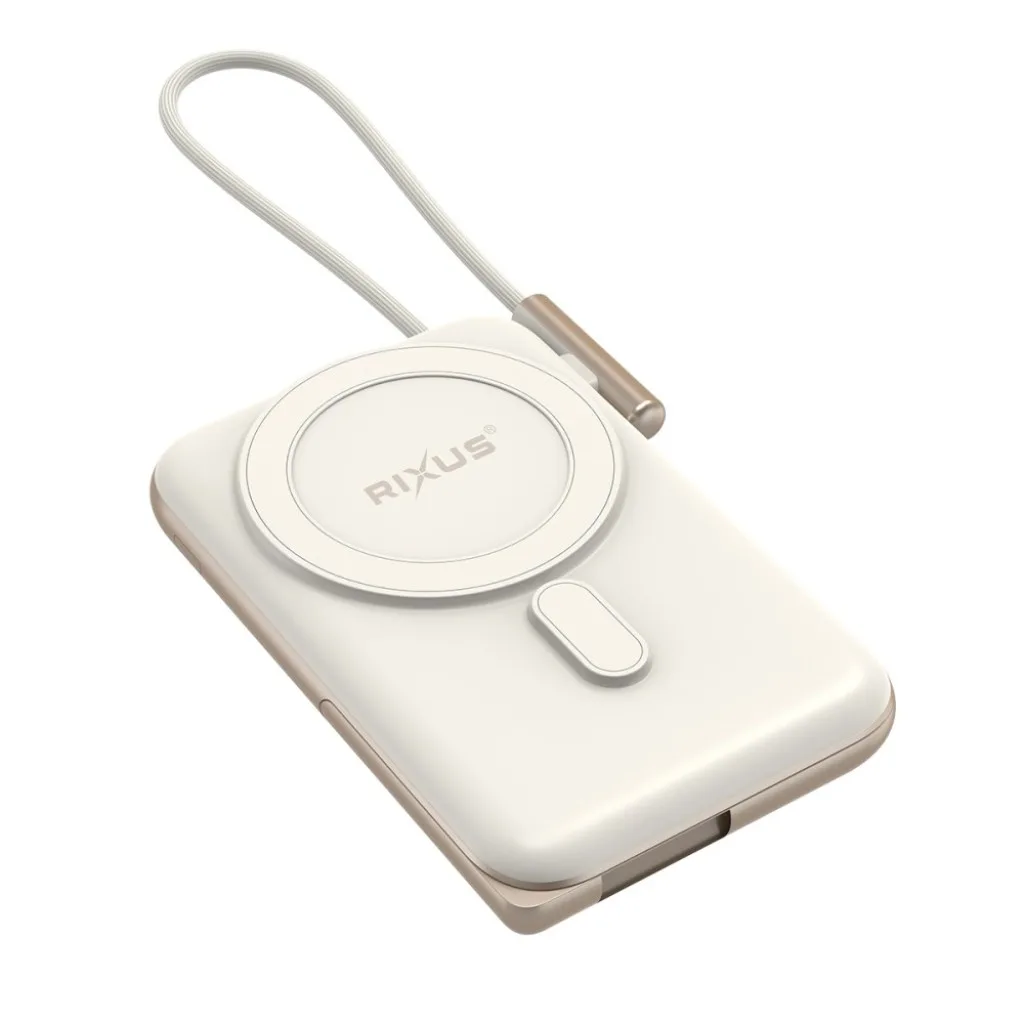 Rixus Magnetic Powerbank 10000mAh With USB-C Cable Build-in, guld, billede 2