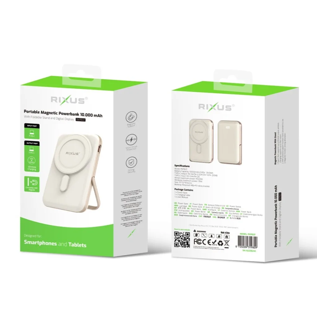Rixus Portable Magnetic Powerbank 10000mAh With Stand, guld, billede 4