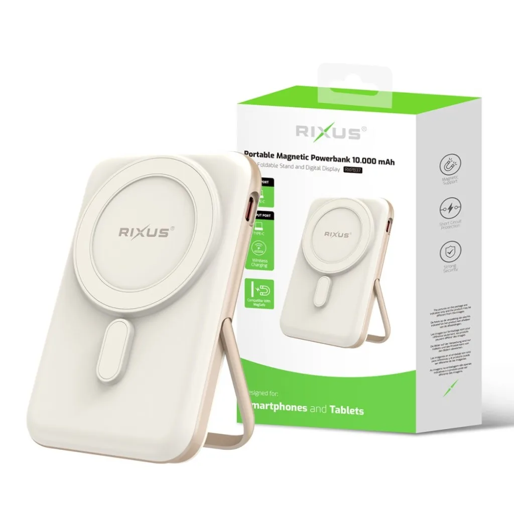 Rixus Portable Magnetic Powerbank 10000mAh With Stand, guld, billede 5