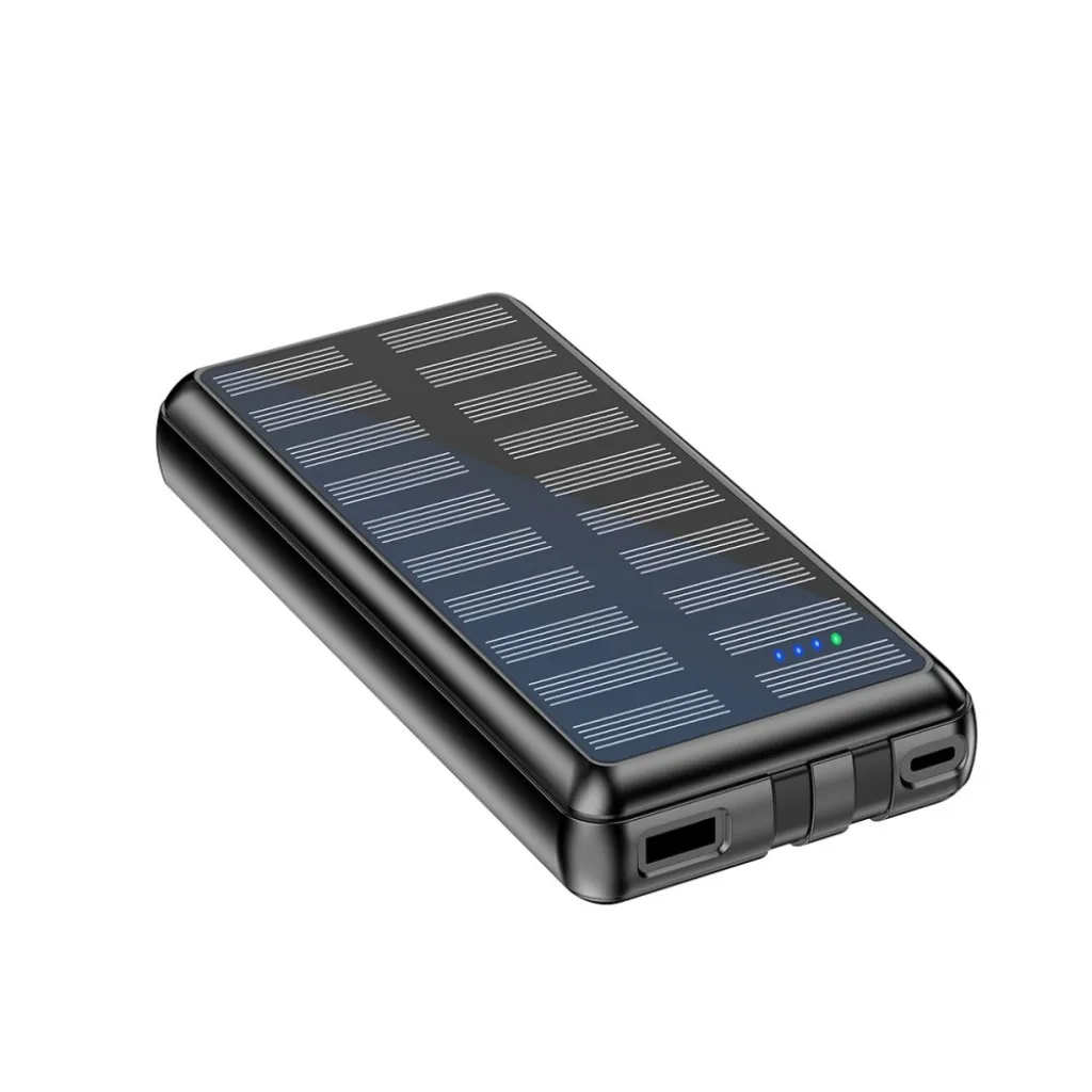 Rixus Solar Powerbank 20000 mAh With Built-in Cables, sort, billede 2