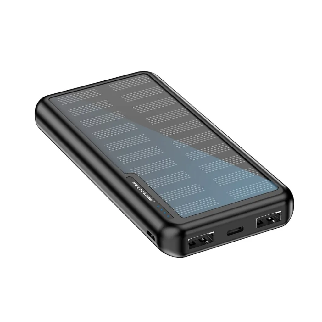Rixus Solar Powerbank 10000 mAh, sort, billede 2