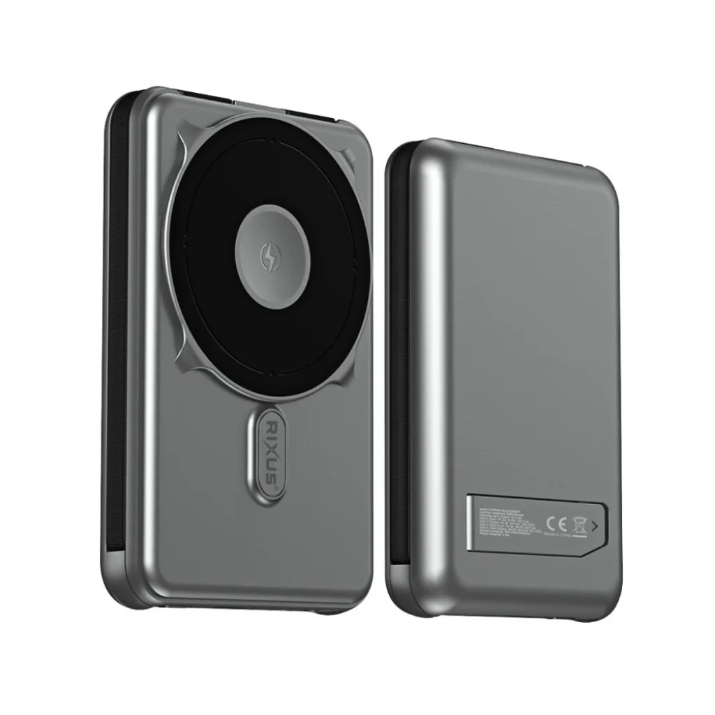 Rixus MagSafe Compatible Powerbank 10000mAh With Built-in Cable, grå, billede 2
